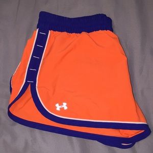 Blue and orange under armour shorts